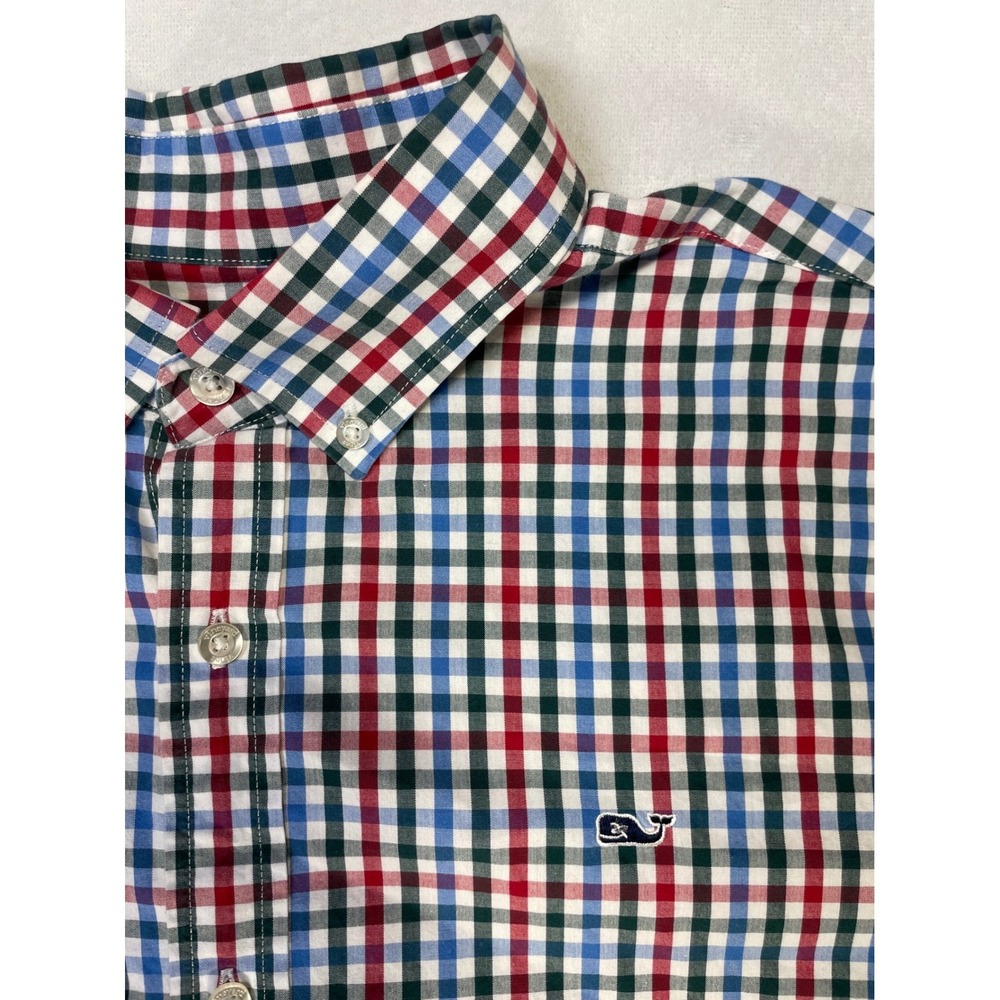 patriotic gingham vineyard vines whale shirt button down big tall 2XL july 4th